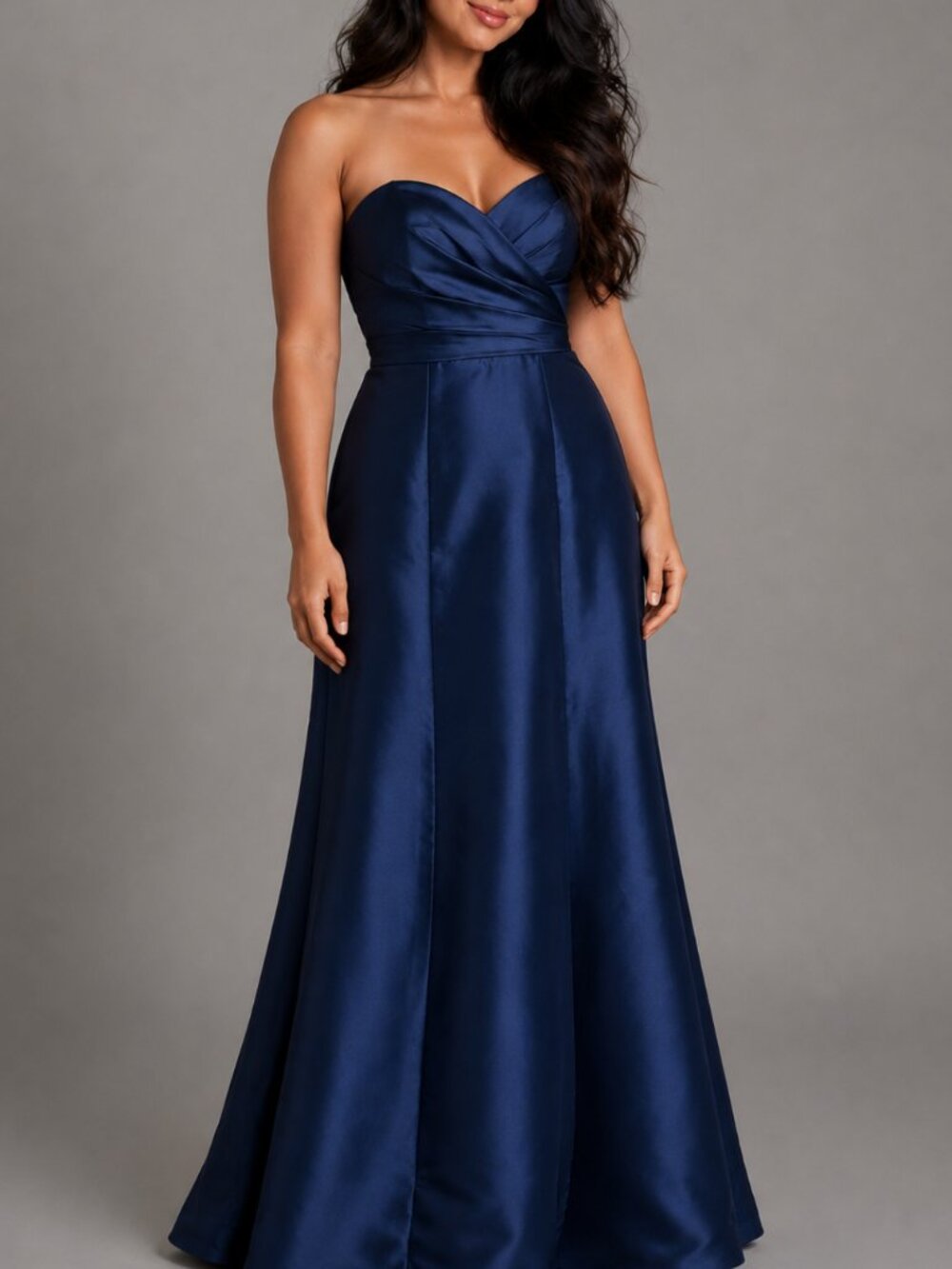 David's Bridal Navy Strapless Sweetheart Bridesmaid Dress Small
